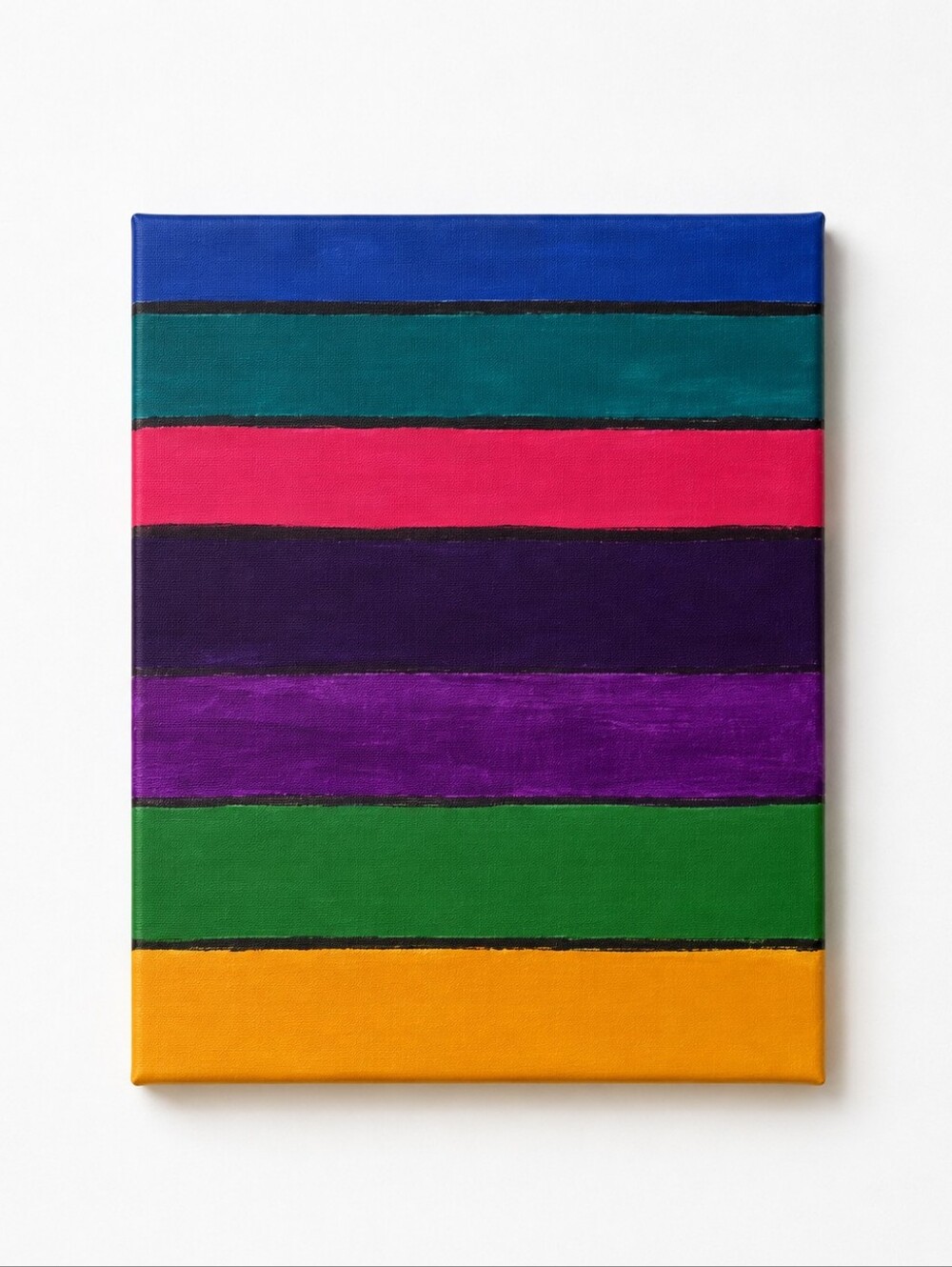 Vibrant Rainbow Striped Abstract Acrylic Canvas Painting 8x10